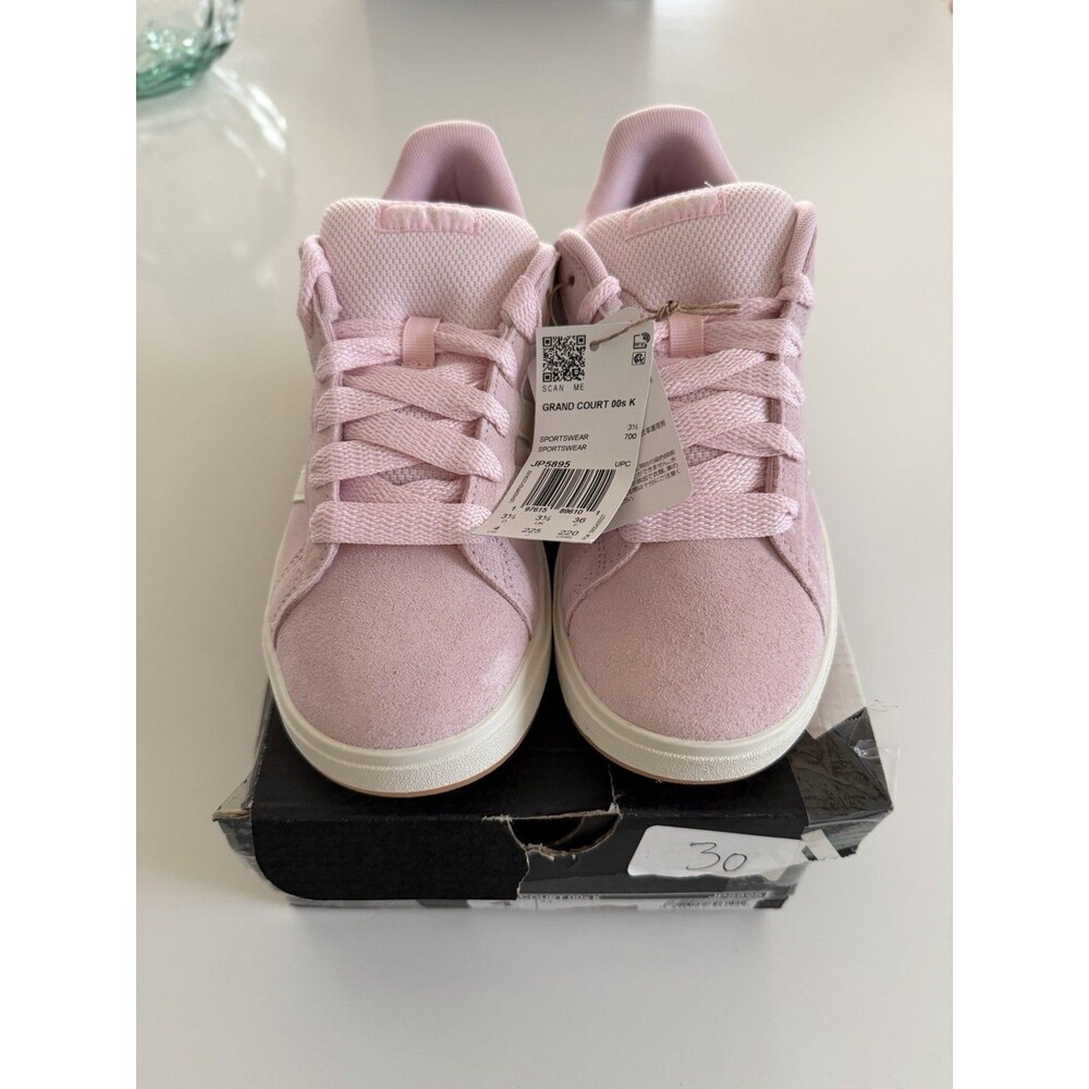 adidas Grand Court 00s K Kids Size 4 Clear Pink White Gum Suede JP5895 NWT